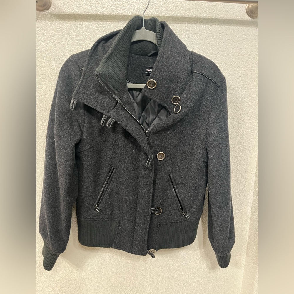 Dark gray, short peacoat jacket